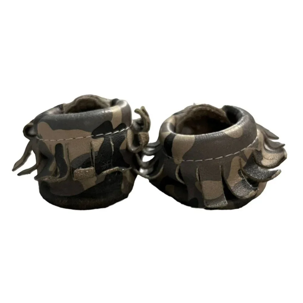 Freshly Picked Sz 3 Genuine Leather Grey Camouflage Moccasins